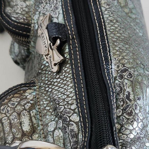 Vintage Kathy Van Zeeland Studded Metalic Pewter Bag Purse - Picture 5 of 10